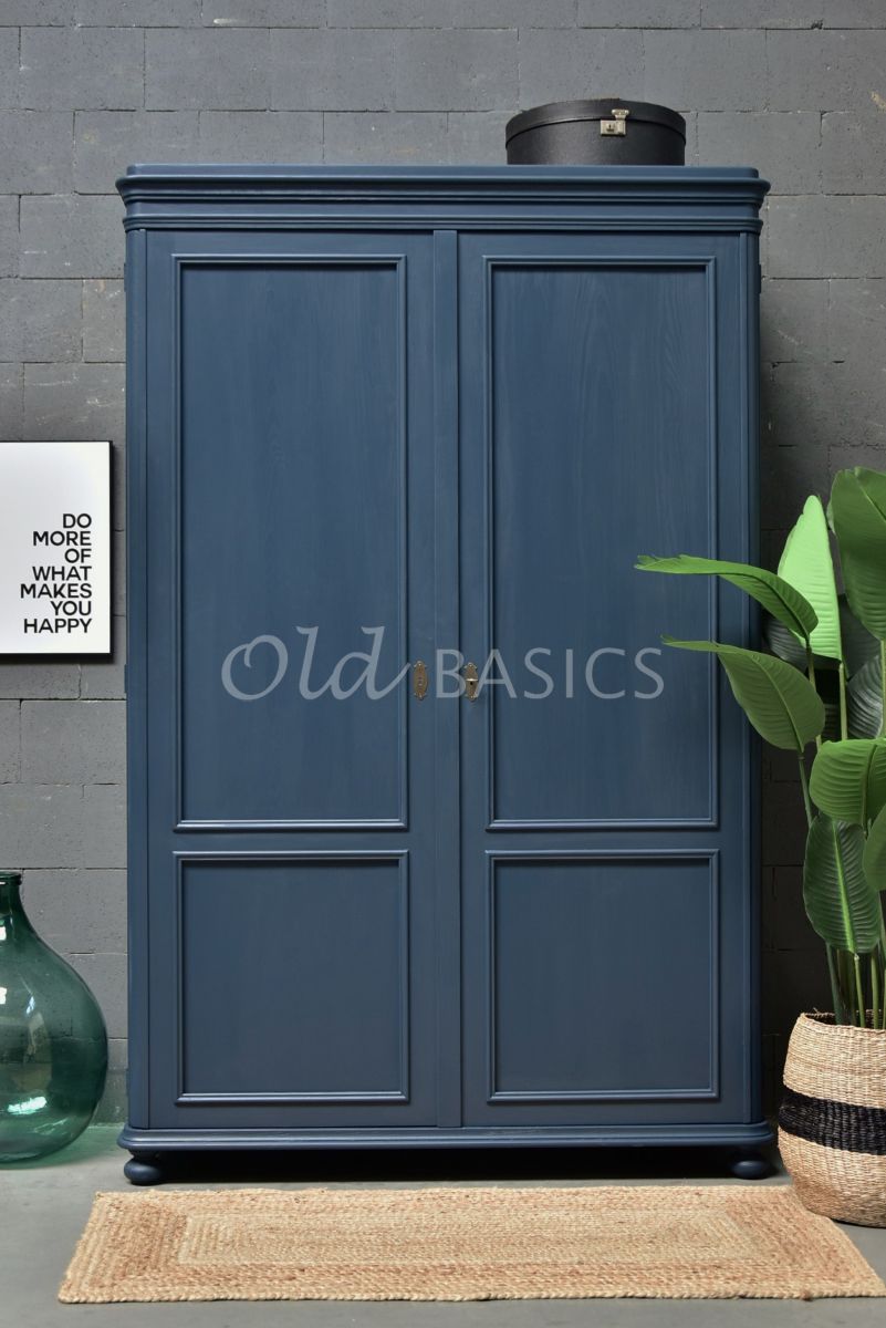 Detail van Kast Amiens, 2 deuren, RAL5008, blauw, materiaal hout